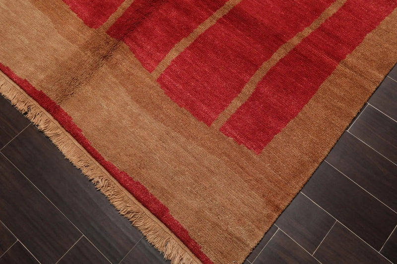 6' x 9' Hand Knotted Tea Wash Hand Carded Wool Tibetan Oriental Area Rug Red