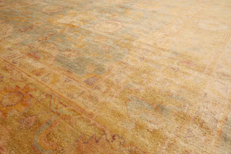 6x9 Aqua, Gold Hand Knotted Oushak 100% Wool Kalaty Traditional Oriental Area Rug