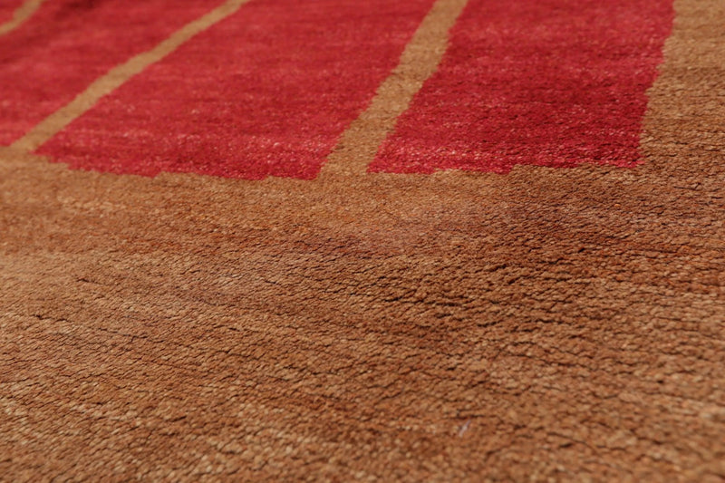 6' x 9' Hand Knotted Tea Wash Hand Carded Wool Tibetan Oriental Area Rug Red