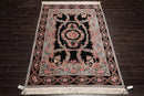 6x9 Black, Powder Blue Hand Knotted Aubusson Savonnerie 100% Wool Asmara Traditional  Oriental Area Rug