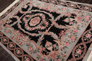 6x9 Black, Powder Blue Hand Knotted Aubusson Savonnerie 100% Wool Asmara Traditional  Oriental Area Rug