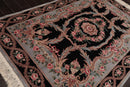 6x9 Black, Powder Blue Hand Knotted Aubusson Savonnerie 100% Wool Asmara Traditional  Oriental Area Rug