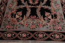 6x9 Black, Powder Blue Hand Knotted Aubusson Savonnerie 100% Wool Asmara Traditional  Oriental Area Rug