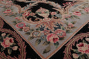 6x9 Black, Powder Blue Hand Knotted Aubusson Savonnerie 100% Wool Asmara Traditional  Oriental Area Rug
