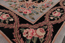 6x9 Black, Powder Blue Hand Knotted Aubusson Savonnerie 100% Wool Asmara Traditional  Oriental Area Rug