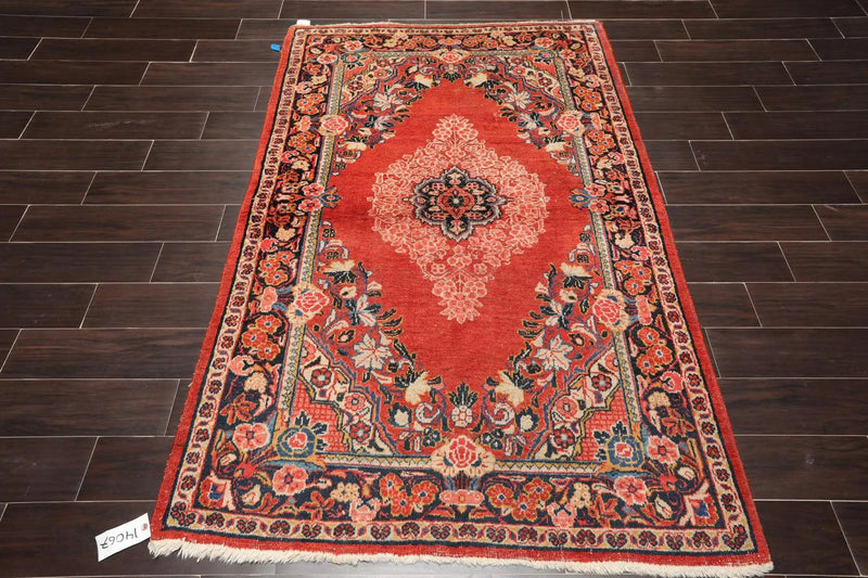 4'3'' x 6'6'' Antique Hand Knotted 100% Wool Sultanabad Oriental Area Rug Rust