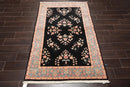 4' x 6' Hand Knotted 100% Wool Rare Romanian Saroukk Area Rug Black