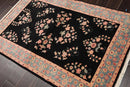 4' x 6' Hand Knotted 100% Wool Rare Romanian Saroukk Area Rug Black