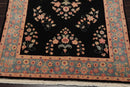 4' x 6' Hand Knotted 100% Wool Rare Romanian Saroukk Area Rug Black