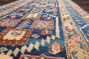 3'6" x 13'7" Antique Runner Hand Knotted Wool Malayar Oriental Area Rug Blue