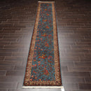 2'7''x14'6'' Runner Hand Knotted Wool Rear Romanian Pictorial Hunting Area Rug Teal