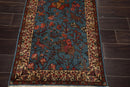 2'7''x14'6'' Runner Hand Knotted Wool Rear Romanian Pictorial Hunting Area Rug Teal