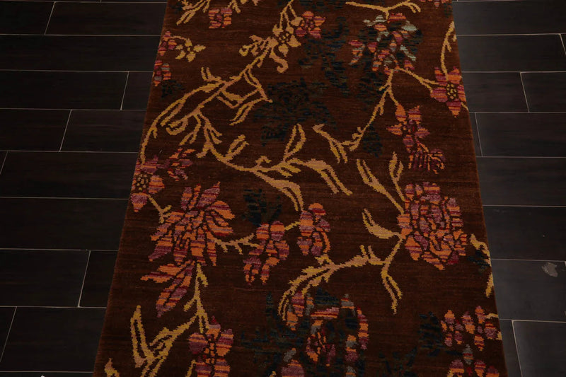 4x6 Brown,Gold Hand Knotted Tibetan 100% Wool Michaelian & Kohlberg Traditional  Oriental Area Rug