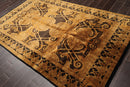5'4" x 8'11" Hand Knotted S.fine Designer Wool French Savonnerie Area Rug Black, Gold, Tan