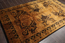 5'4" x 8'11" Hand Knotted S.fine Designer Wool French Savonnerie Area Rug Black, Gold, Tan