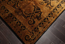 5'4" x 8'11" Hand Knotted S.fine Designer Wool French Savonnerie Area Rug Black, Gold, Tan