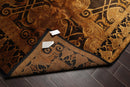 5'4" x 8'11" Hand Knotted S.fine Designer Wool French Savonnerie Area Rug Black, Gold, Tan