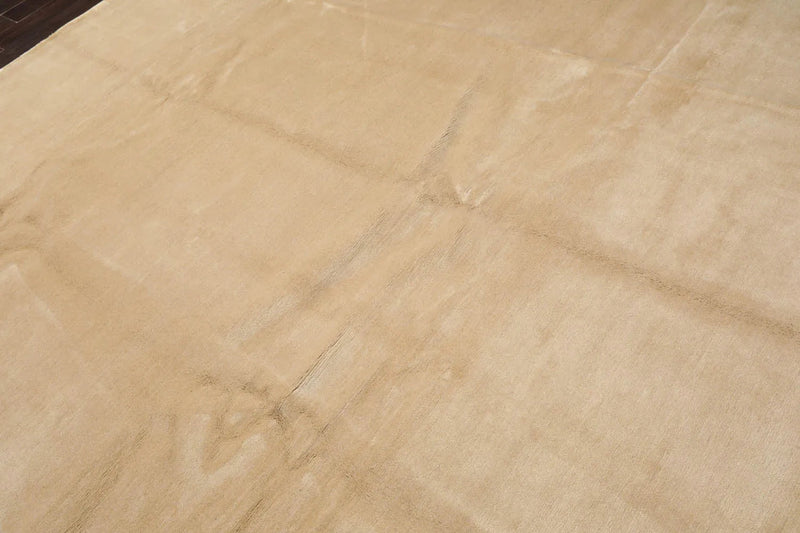 8x10 Beige Hand Knotted Tibetan Wool and Silk Tibetan Traditional Oriental Area Rug