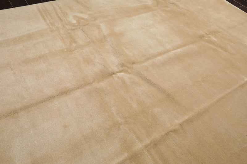 8x10 Beige Hand Knotted Tibetan Wool and Silk Tibetan Traditional Oriental Area Rug