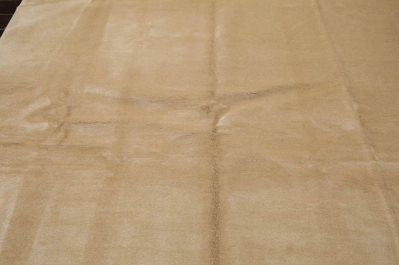 8x10 Beige Hand Knotted Tibetan Wool and Silk Tibetan Traditional Oriental Area Rug