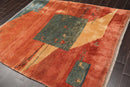 5'10"x7' Hand Knotted Wool Gabbehh Vegetable dyes Oriental Area Rug Burnt Orange