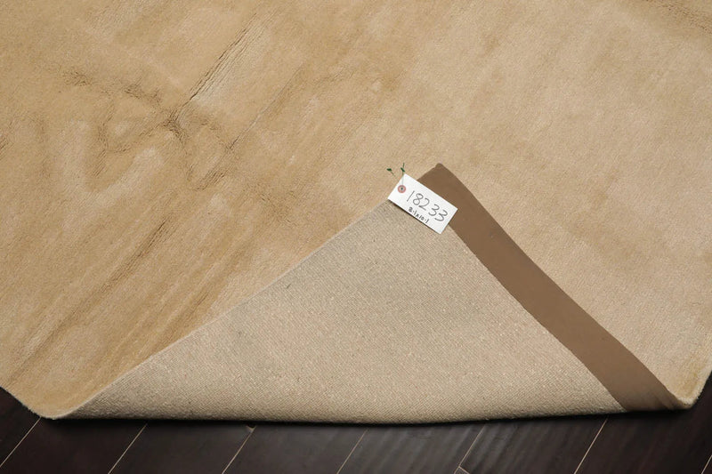 8x10 Beige Hand Knotted Tibetan Wool and Silk Tibetan Traditional Oriental Area Rug