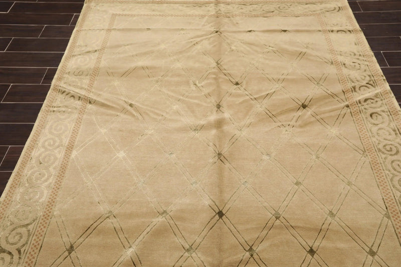 6' x 9' Hand Knotted Wool & Silk Tibetan Oriental Area Rug 6x9 Traditional Gold