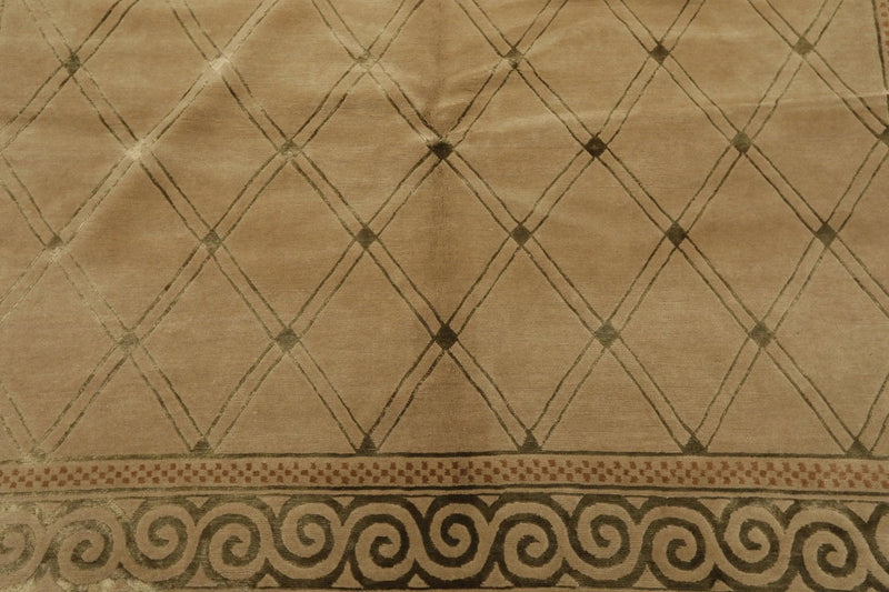 6' x 9' Hand Knotted Wool & Silk Tibetan Oriental Area Rug 6x9 Traditional Gold