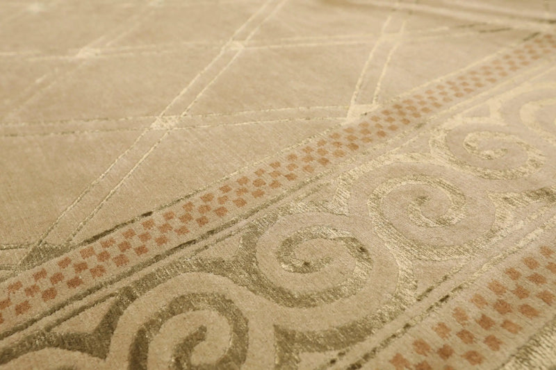 6' x 9' Hand Knotted Wool & Silk Tibetan Oriental Area Rug 6x9 Traditional Gold