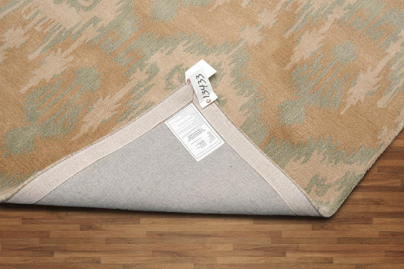 5'1" x 8'7" Handmade 100% Wool Ikat Oriental Area Rug Modern Tan