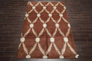 6' x 9' Hand Knotted Trellis Wool & Silk Tibetan Oriental Area Rug Brown
