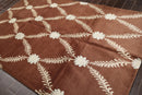 6' x 9' Hand Knotted Trellis Wool & Silk Tibetan Oriental Area Rug Brown