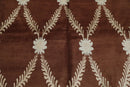 6' x 9' Hand Knotted Trellis Wool & Silk Tibetan Oriental Area Rug Brown