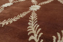 6' x 9' Hand Knotted Trellis Wool & Silk Tibetan Oriental Area Rug Brown