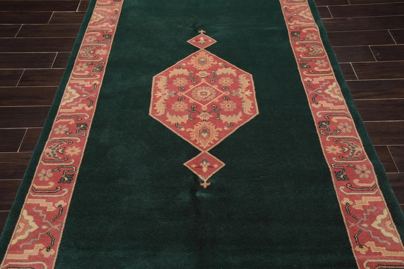 5' x 9'9'' Palace Hand Knotted Wool Rare Romanian Hamadaan Area Rug Emerald