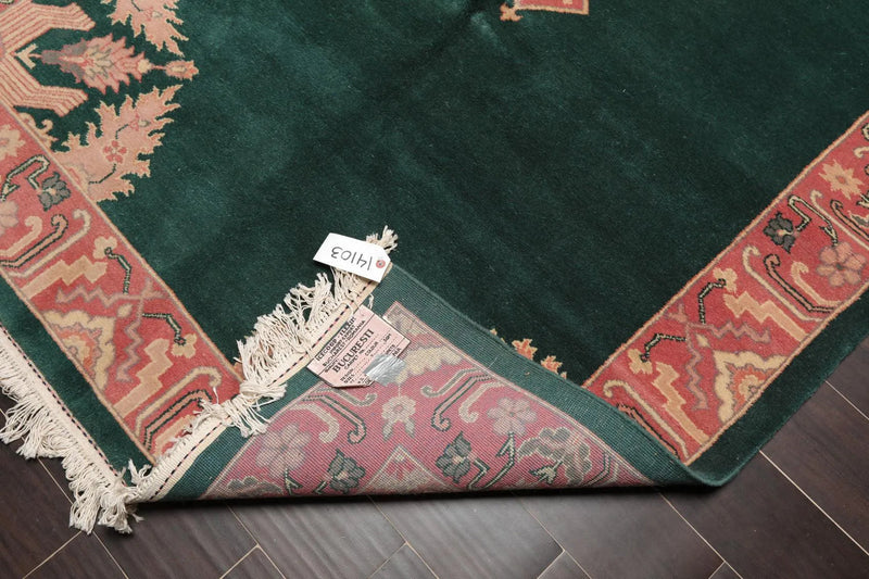 5' x 9'9'' Palace Hand Knotted Wool Rare Romanian Hamadaan Area Rug Emerald