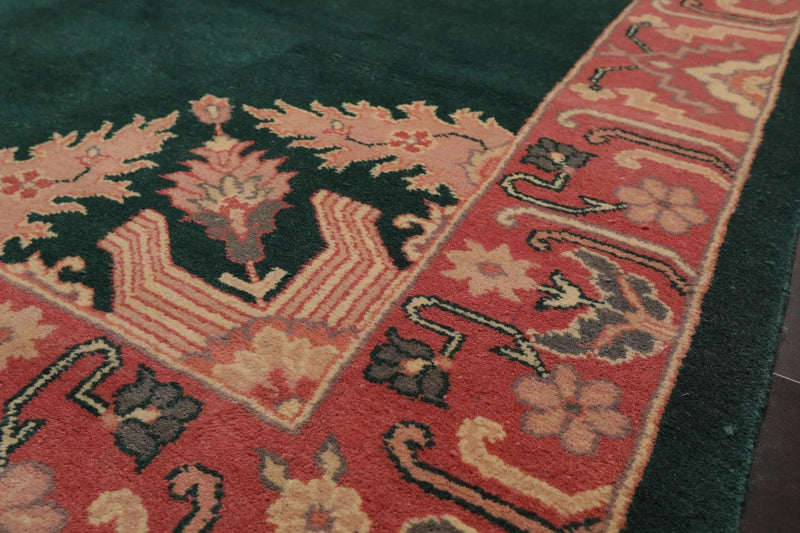 5' x 9'9'' Palace Hand Knotted Wool Rare Romanian Hamadaan Area Rug Emerald