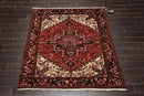 5'3" x 6'7" Hand Knotted 100% Wool Herizz Traditional Oriental Area Rug Red