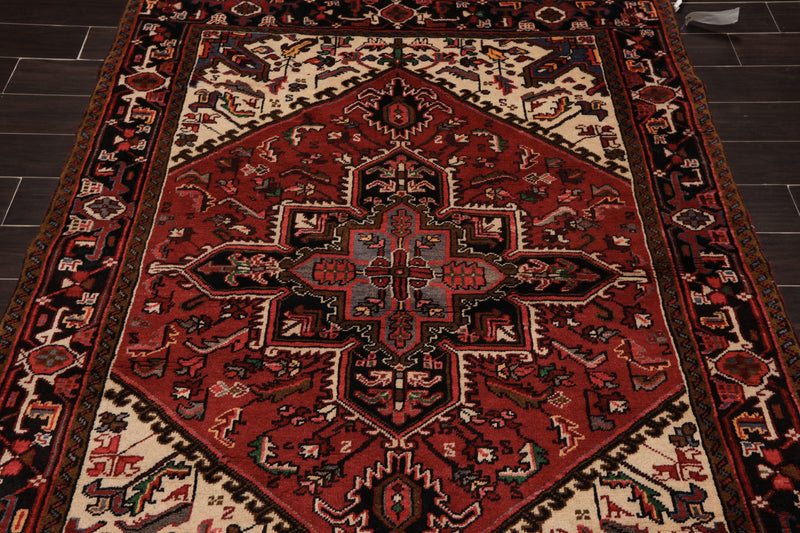 5'3" x 6'7" Hand Knotted 100% Wool Herizz Traditional Oriental Area Rug Red