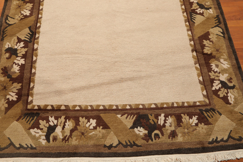 5'9" x 8'1" Hand Knotted Classic Loop/Cut Pile Tibetan Oriental Area Rug Beige