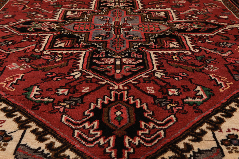 5'3" x 6'7" Hand Knotted 100% Wool Herizz Traditional Oriental Area Rug Red