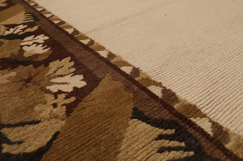 5'9" x 8'1" Hand Knotted Classic Loop/Cut Pile Tibetan Oriental Area Rug Beige