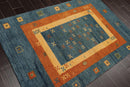 4' x 5'11" Hand Knotted 100% Wool Traditional Gabbehh Oriental Area Rug Blue