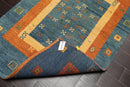 4' x 5'11" Hand Knotted 100% Wool Traditional Gabbehh Oriental Area Rug Blue