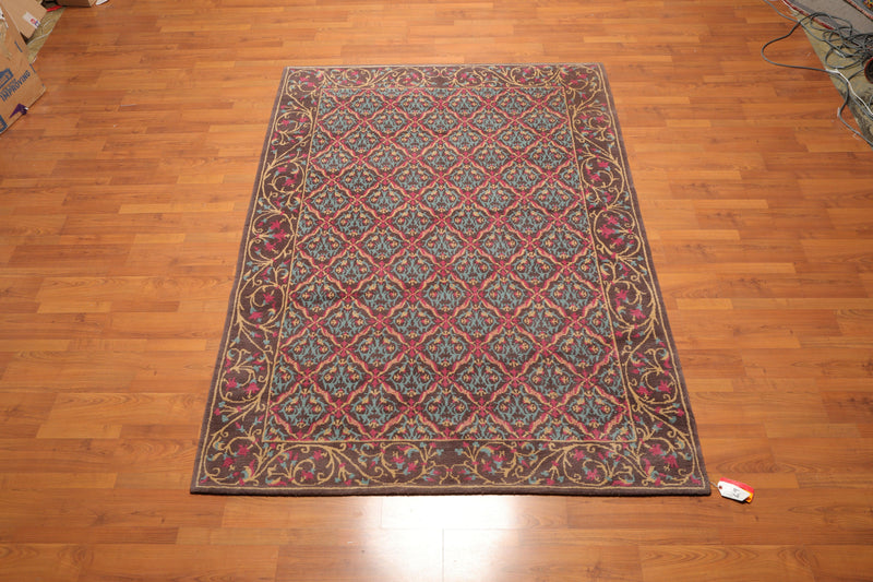 6' x 8'4" Hand Knotted Classic European Wool Tibetan Oriental Area Rug Brown