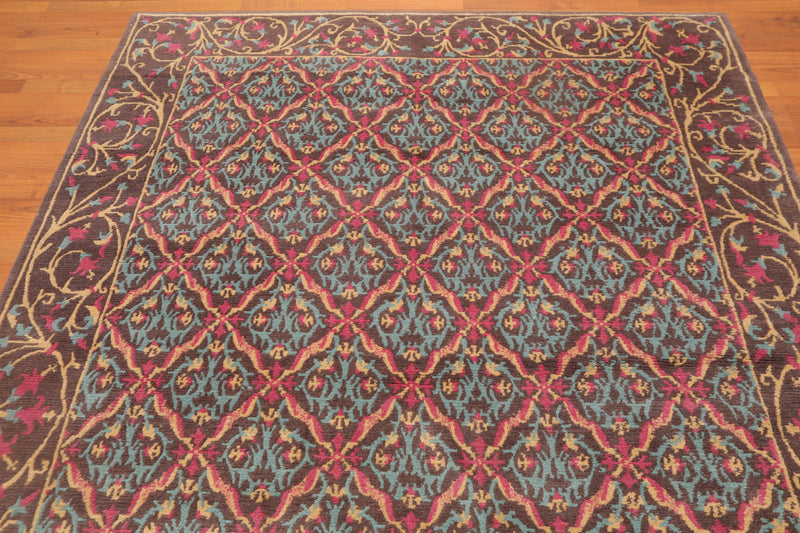 6' x 8'4" Hand Knotted Classic European Wool Tibetan Oriental Area Rug Brown