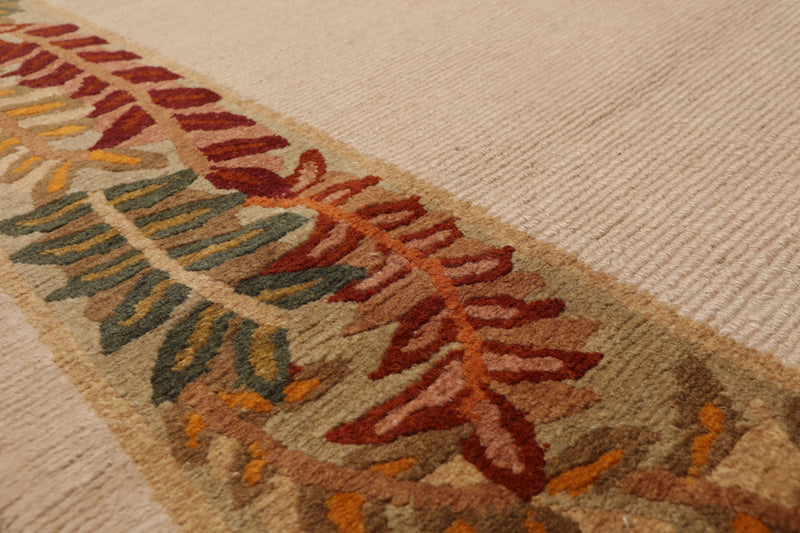 5'10" x 8'5" Hand Knotted Loop & Cut Pile Wool Tibetan Oriental Area Rug Beige