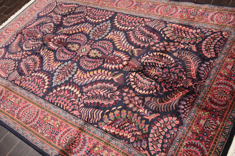 5'11' x 8'11'' Hand Knotted 100% Wool Saroukk Traditional Oriental Area Rug Navy