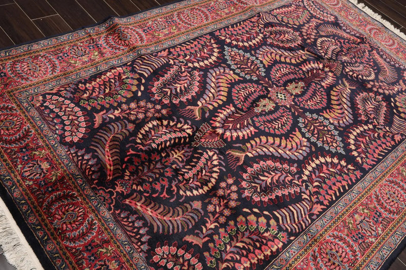 5'11' x 8'11'' Hand Knotted 100% Wool Saroukk Traditional Oriental Area Rug Navy