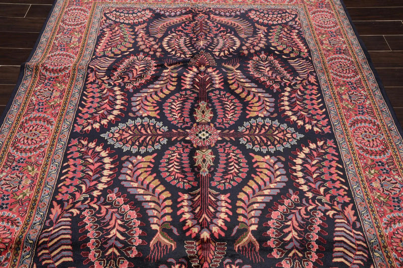 5'11' x 8'11'' Hand Knotted 100% Wool Saroukk Traditional Oriental Area Rug Navy